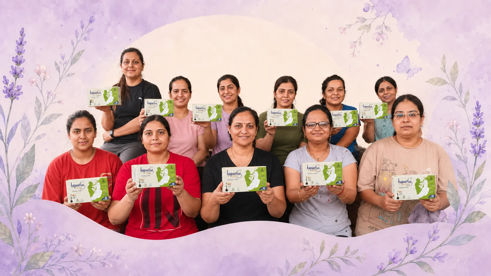 Hapeefive team distributing sanitary pads to women in the community